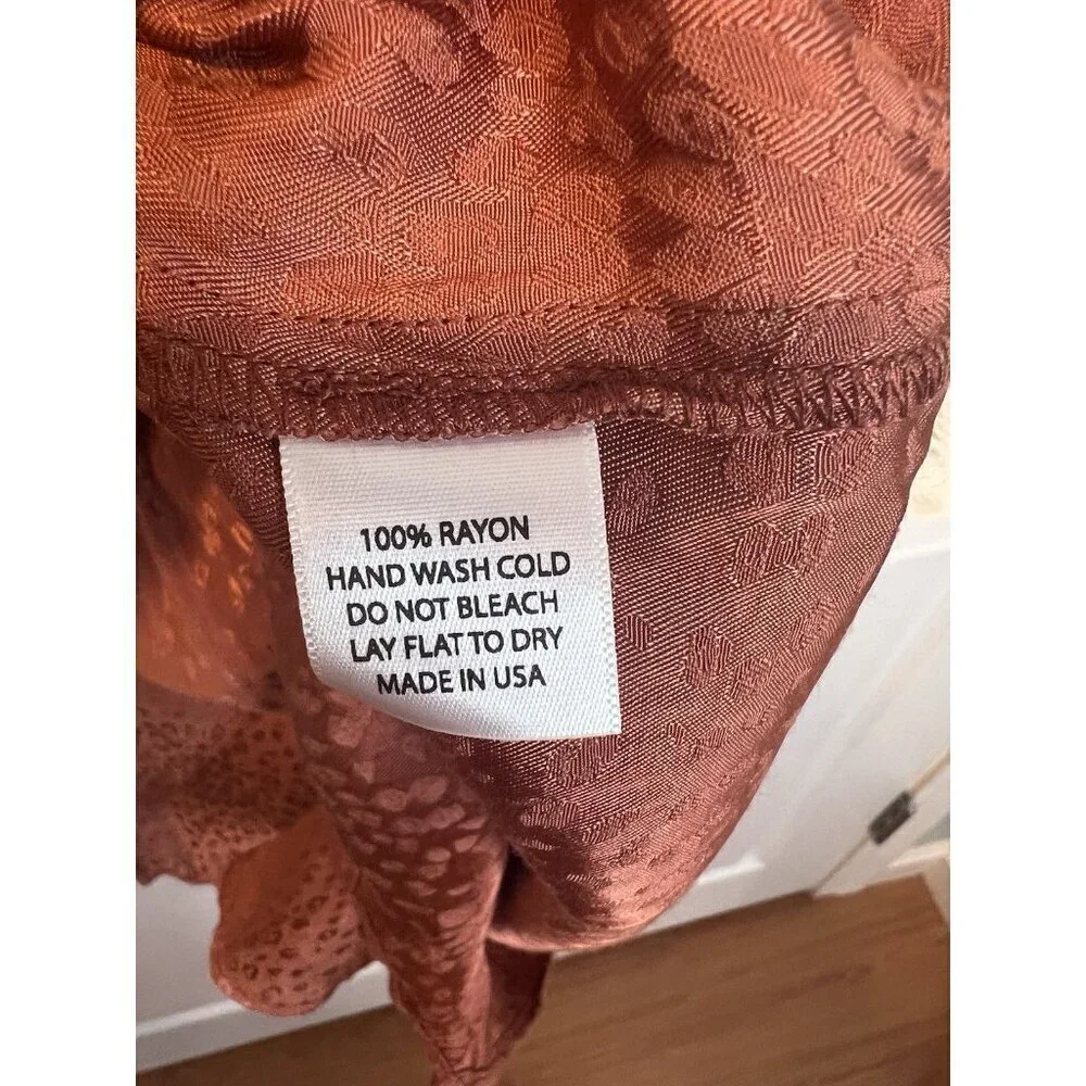 Saltwater Luxe Romper Large Sleeveless V-Neck Tie Short Copper Orange Brown - Picture 6 of 6